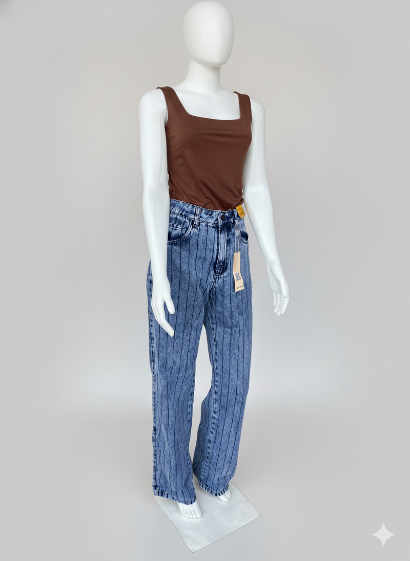 Calça Sawary Wide Leg listrada