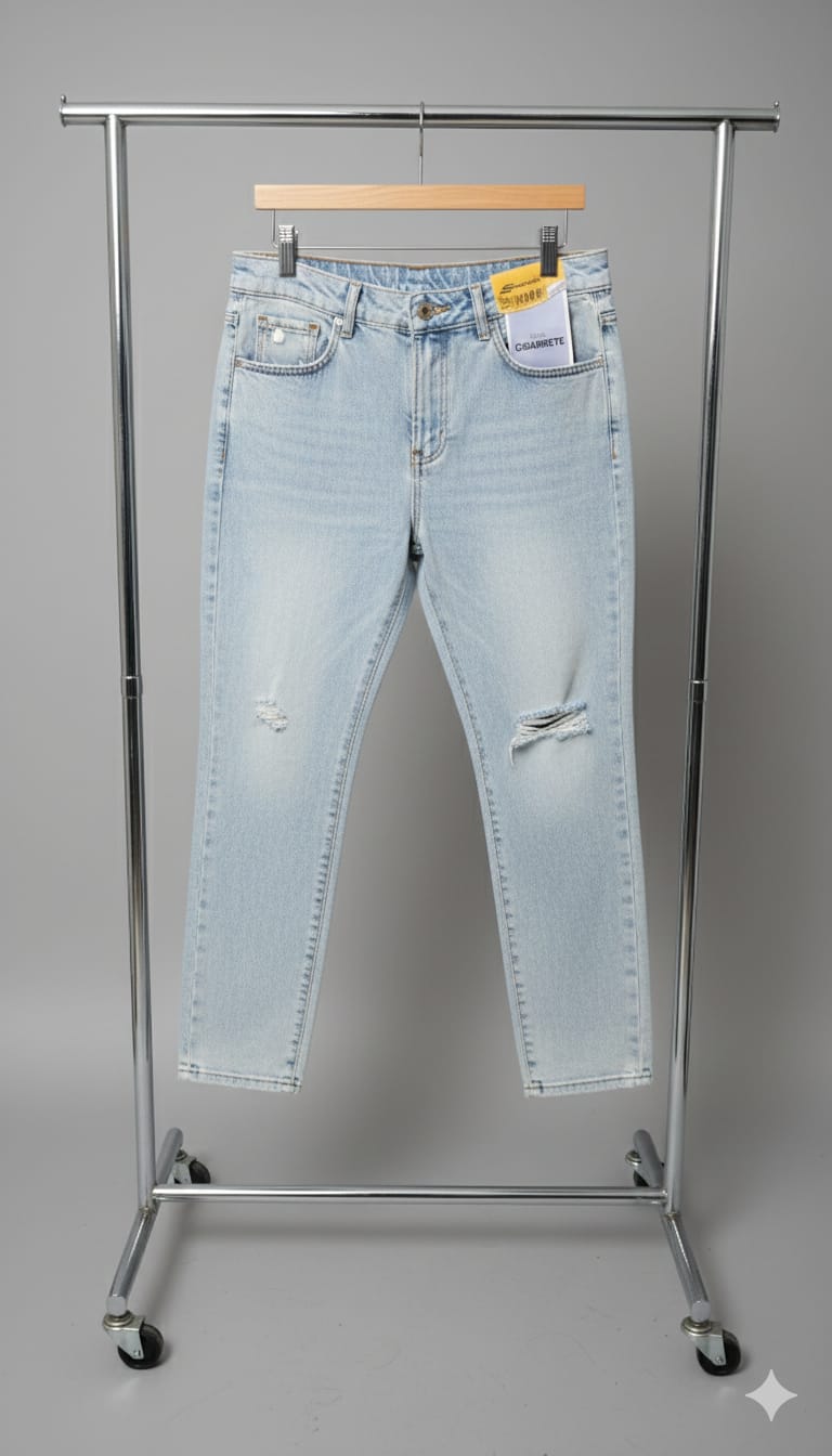 Calça Jeans Cigarette Feminina – Lavagem Clara